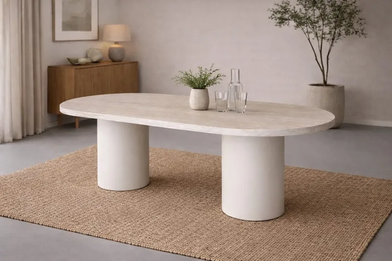 Narvik soikea ruokapöytä 200 cm, Beige
