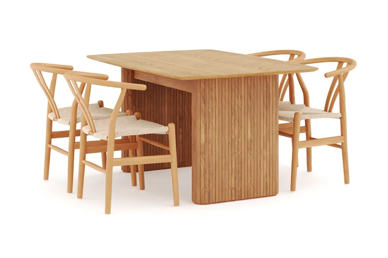 Navjot Ruokailuryhmä 140 cm ja 4 Dastoori Tuolia, Tammi