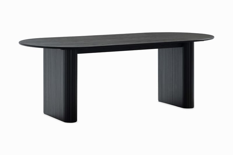 Neandir Soikea Ruokapöytä 220 cm Musta + 8 kpl Naira tuoli musta mustilla jaloilla - Musta - Huonekalut - Pöytä & ruokailuryhmä - Ruokailuryhmä
