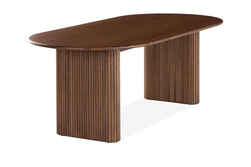 Neandir Soikea Ruokapöytä 220 cm Pähkinä + 6 kpl Naira tuoli beige pähkinäjaloilla - Ruskea/Beige - Huonekalut - Pöytä & ruokailuryhmä - Ruokailuryhmä