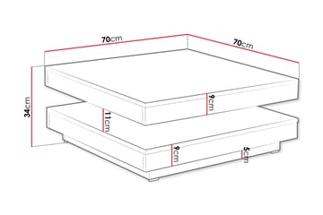 Nenani 70 cm neliönmuotoinen sohvapöytä kääntyvällä puisella pöytälevyllä - Valkoinen|Beige - Huonekalut - Pöytä & ruokailuryhmä - Sohvapöytä