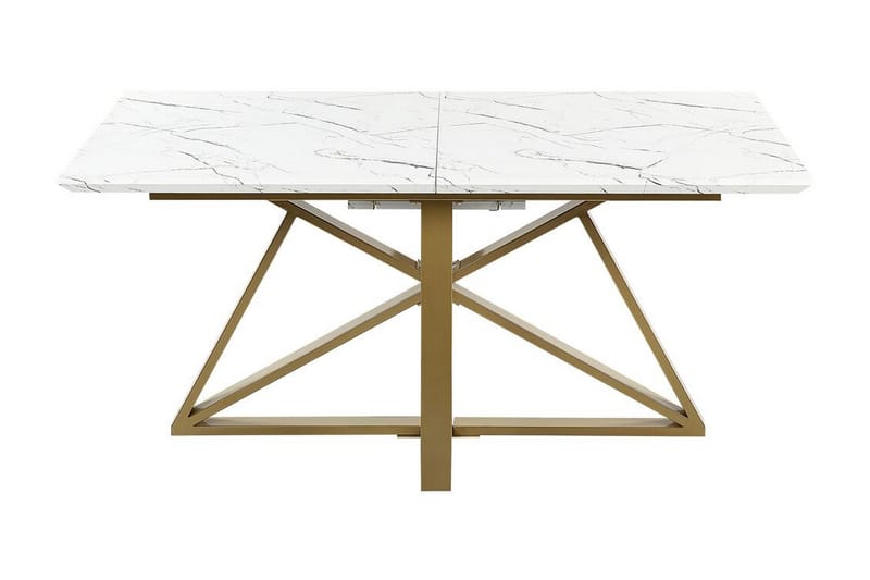 Nettuno Ruokapöytä Jatkettava 160-200x90 cm - Valkoinen Kulta - Huonekalut - Pöytä & ruokailuryhmä - Ruokapöydät & keittiön pöydät
