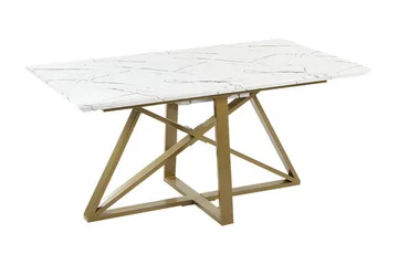 Nettuno Ruokapöytä Jatkettava 160-200x90 cm - Valkoinen Kulta - Huonekalut - Pöytä & ruokailuryhmä - Marmoripöydät