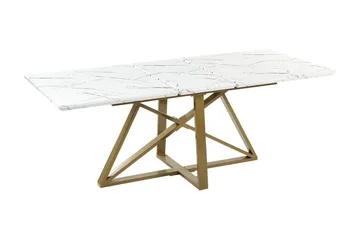Nettuno Ruokapöytä Jatkettava 160-200x90 cm - Valkoinen Kulta - Huonekalut - Pöytä & ruokailuryhmä - Marmoripöydät