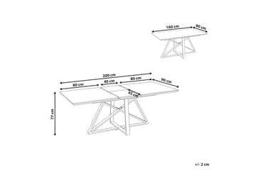 Nettuno Ruokapöytä Jatkettava 160-200x90 cm - Valkoinen Kulta - Huonekalut - Pöytä & ruokailuryhmä - Ruokapöydät & keittiön pöydät