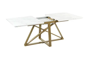 Nettuno Ruokapöytä Jatkettava 160-200x90 cm - Valkoinen Kulta - Huonekalut - Pöytä & ruokailuryhmä - Marmoripöydät