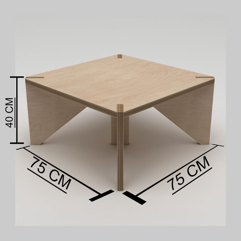 Nirena pieni neliönmuotoinen sohvapöytä 75 cm koivua - Beige - Huonekalut - Pöytä & ruokailuryhmä - Sohvapöytä
