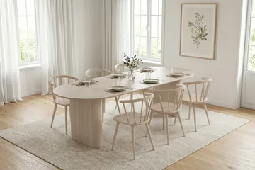 Noira jatkettava ruokapöytä 220/320x100 cm - Valkokuultokäsitelty tammi - Huonekalut - Pöytä & ruokailuryhmä - Ruokapöydät & keittiön pöydät