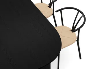 Noira-ruokailuryhmä, jatkettava 160–220 cm, musta, 6 Elysia-ruokapöydän tuolia - Mustaksi petsattu tammi - Huonekalut - Pöytä & ruokailuryhmä - Ruokailuryhmä