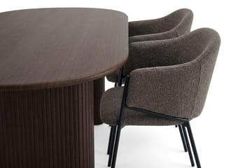 Noira-ruokailuryhmä, soikea 180 cm, 6 Filip-ruokatuolia - Savutammi - Huonekalut - Pöytä & ruokailuryhmä - Ruokailuryhmä