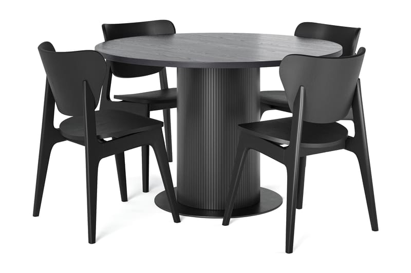 Noira Ruokapöytä 120 cm Tammi Pyöreä 4 Jerup Ruokatuolia, undefined