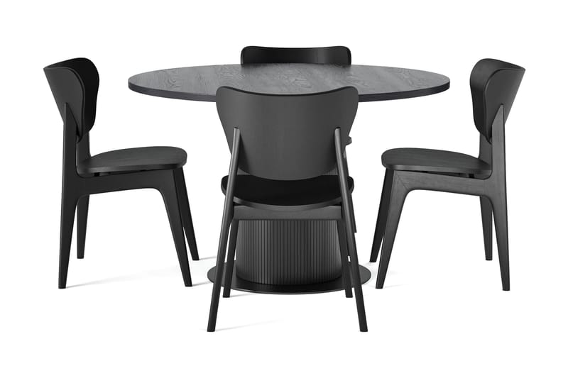 Noira Ruokapöytä 120 cm Tammi Pyöreä 4 Jerup Ruokatuolia - Huonekalut - Pöytä & ruokailuryhmä - Ruokailuryhmä