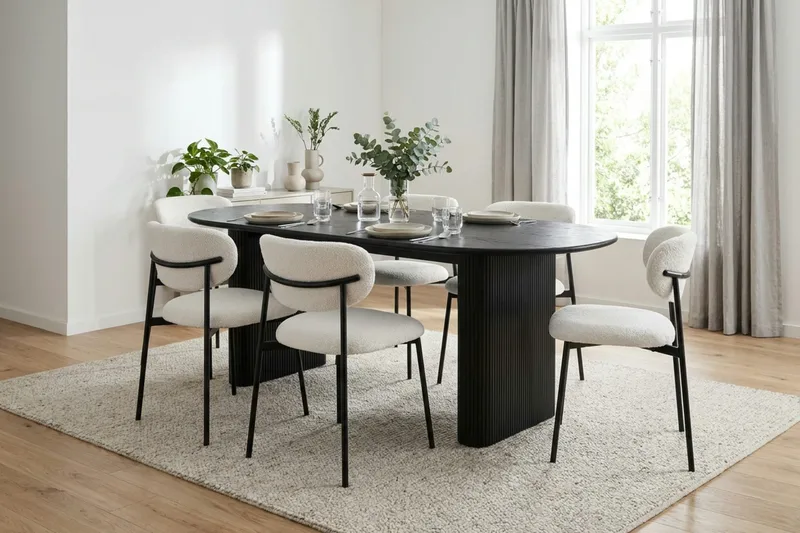 Noira ruokapöytä 220x100 cm - Musta - Huonekalut - Pöytä & ruokailuryhmä - Ruokapöydät & keittiön pöydät