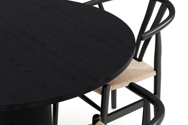 Noira Ruokaryhmä 120 cm Tammi Pyöreä 4 Dastoori Ruokatuolia - Musta - Huonekalut - Pöytä & ruokailuryhmä - Ruokailuryhmä