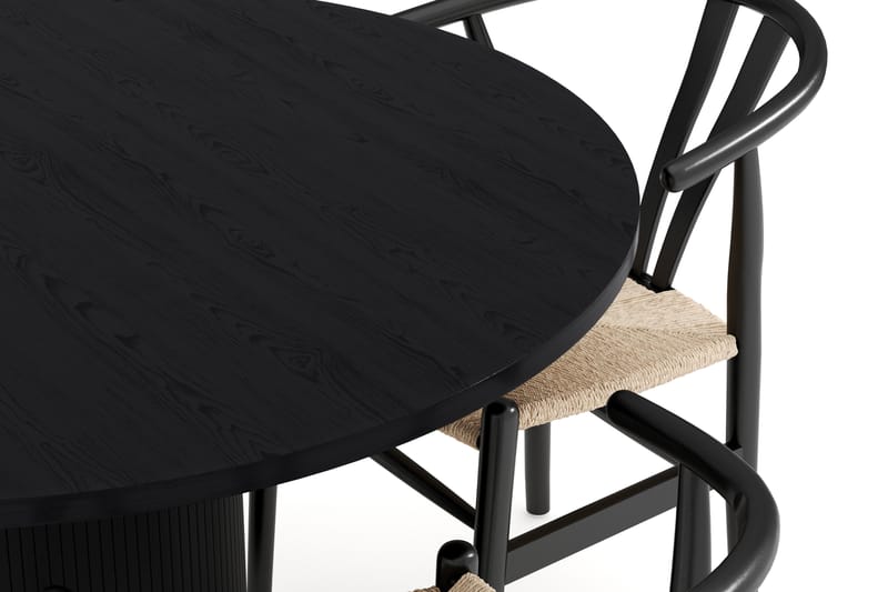 Noira Ruokaryhmä 120 cm Tammi Pyöreä 4 Dastoori Ruokatuolia - Musta - Huonekalut - Pöytä & ruokailuryhmä - Ruokailuryhmä