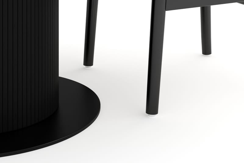 Noira Ruokaryhmä 120 cm Tammi Pyöreä 4 Dastoori Ruokatuolia - Musta - Huonekalut - Pöytä & ruokailuryhmä - Ruokailuryhmä