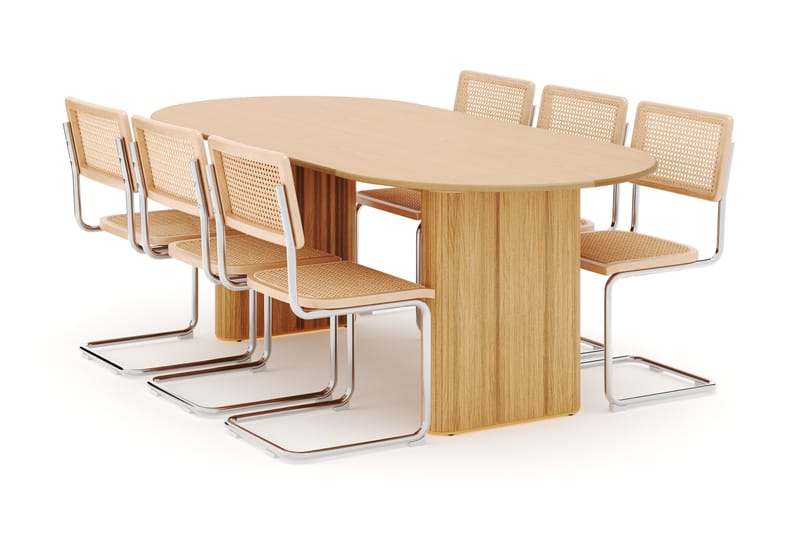 Noira Soikea Ruokapöytä 220 cm 6 Build Ruokatuolia, Luonnonvärinen