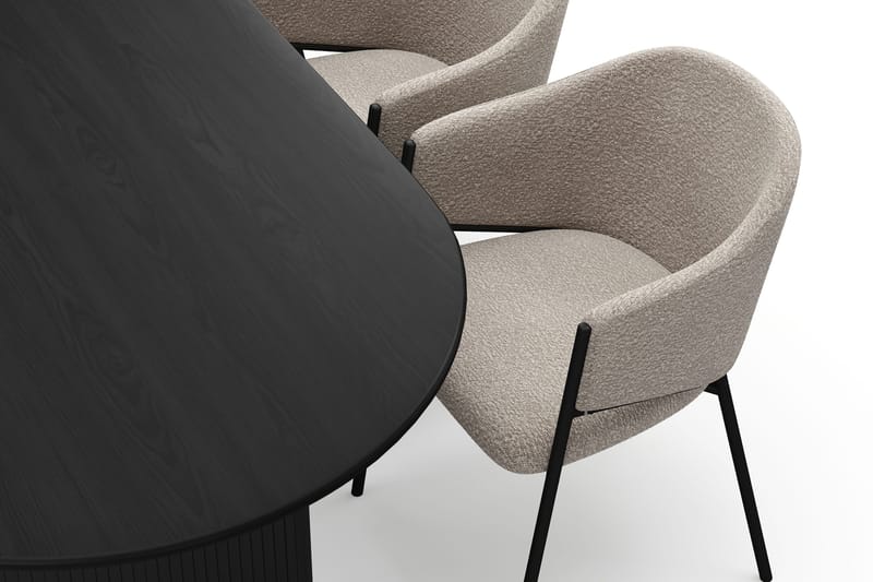Noira Soikea Ruokapöytä 220 cm 6 Filip Ruokatuolia - Musta / Taupe Bouclé - Huonekalut - Pöytä & ruokailuryhmä - Ruokailuryhmä