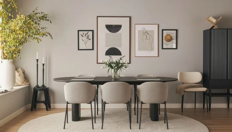 Noira Soikea Ruokapöytä 220 cm 6 Filip Ruokatuolia - Musta / Taupe Bouclé - Huonekalut - Pöytä & ruokailuryhmä - Ruokailuryhmä