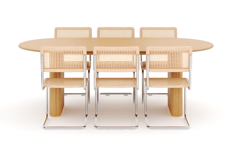 Noira Soikea Ruokapöytä 220 cm ja 6 kpl Build Tuolia - Luonnonvärinen - Huonekalut - Pöytä & ruokailuryhmä - Ruokailuryhmä