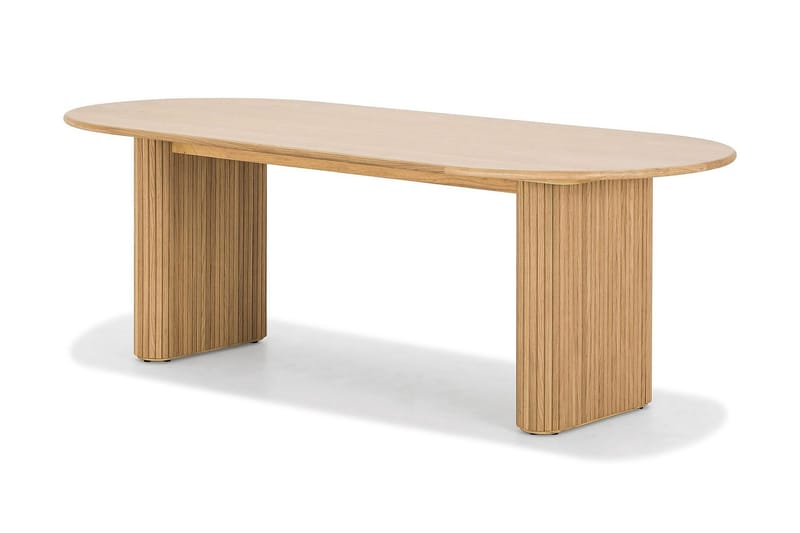 Noira Soikea Ruokapöytä 220 cm Tammi + 6 Nibe tuolia ruskea tammijaloilla - Luonnonväri/Ruskea - Huonekalut - Pöytä & ruokailuryhmä - Ruokailuryhmä