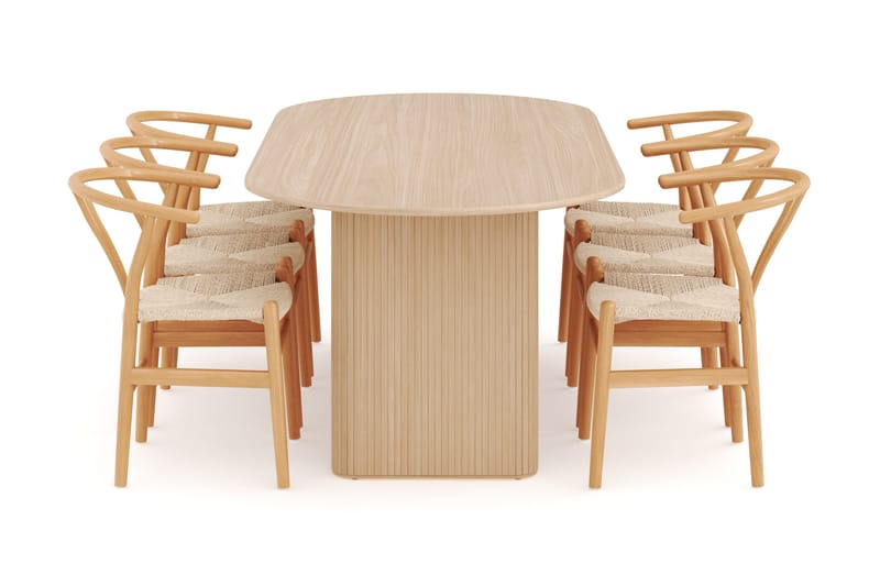 Noira Soikea Ruokaryhmä 220 cm 6 Dastoori Ruokatuolia - Luonnonvärinen - Huonekalut - Pöytä & ruokailuryhmä - Ruokailuryhmä