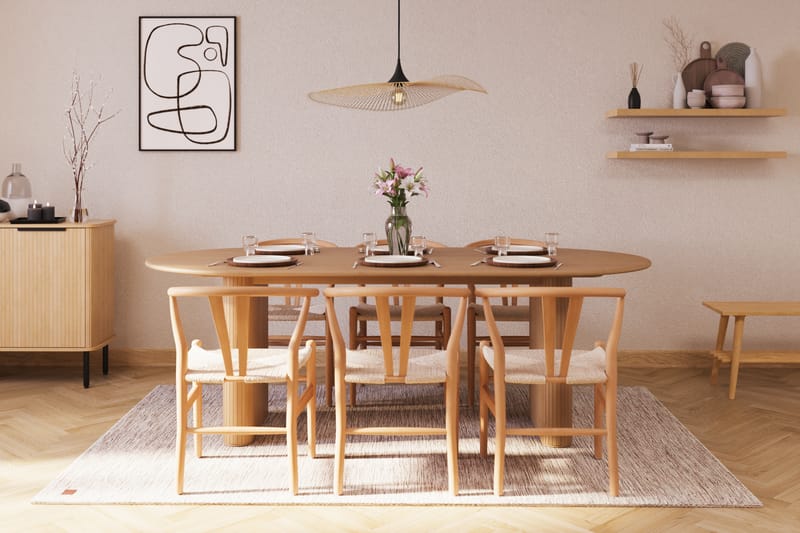 Noira Soikea Ruokaryhmä 220 cm 6 Dastoori Ruokatuolia - Luonnonvärinen - Huonekalut - Pöytä & ruokailuryhmä - Ruokailuryhmä