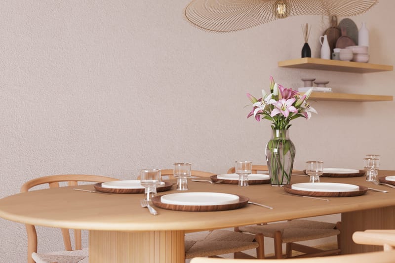 Noira Soikea Ruokaryhmä 220 cm 6 Dastoori Ruokatuolia - Luonnonvärinen - Huonekalut - Pöytä & ruokailuryhmä - Ruokailuryhmä