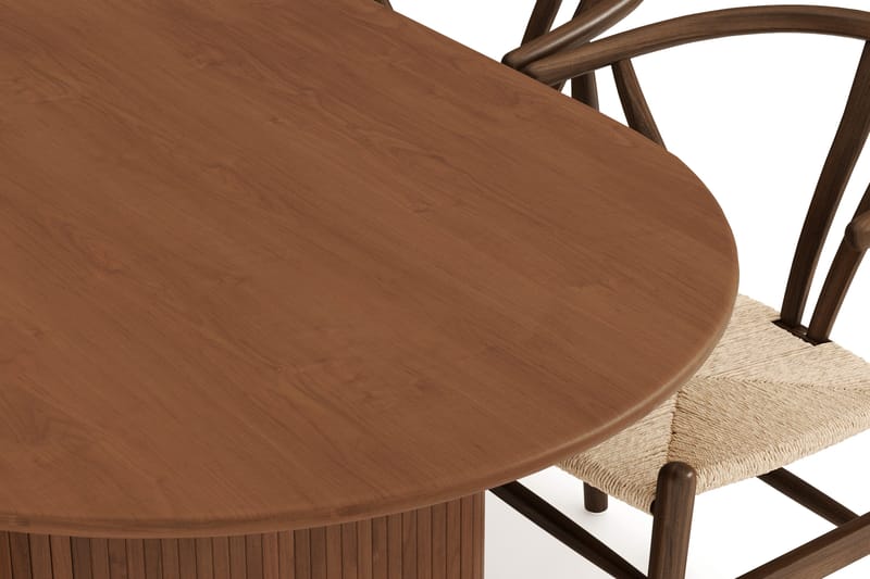 Noira Soikea Ruokaryhmä 220 cm Pähkinä 6 Dastoori Ruokatuolia - Ruskea - Huonekalut - Pöytä & ruokailuryhmä - Ruokailuryhmä