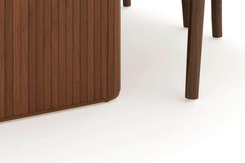 Noira Soikea Ruokaryhmä 220 cm Pähkinä 6 Dastoori Ruokatuolia - Ruskea - Huonekalut - Pöytä & ruokailuryhmä - Ruokailuryhmä