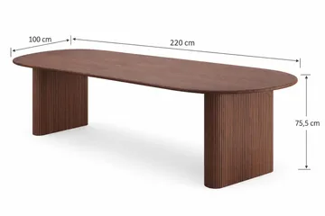 Noira suuri jatkettava ruokapöytä 220–320x100 cm, puun ja pähkinäpuun näköinen - Pähkinä - Huonekalut - Pöytä & ruokailuryhmä - Ruokapöydät & keittiön pöydät