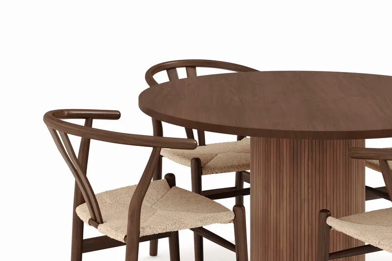 Noira Pyöreä Ruokaryhmä 120 cm Pyöreä pöytä 4 Dastoori Ruokatuolia - Ruskea - Huonekalut - Pöytä & ruokailuryhmä - Ruokailuryhmä