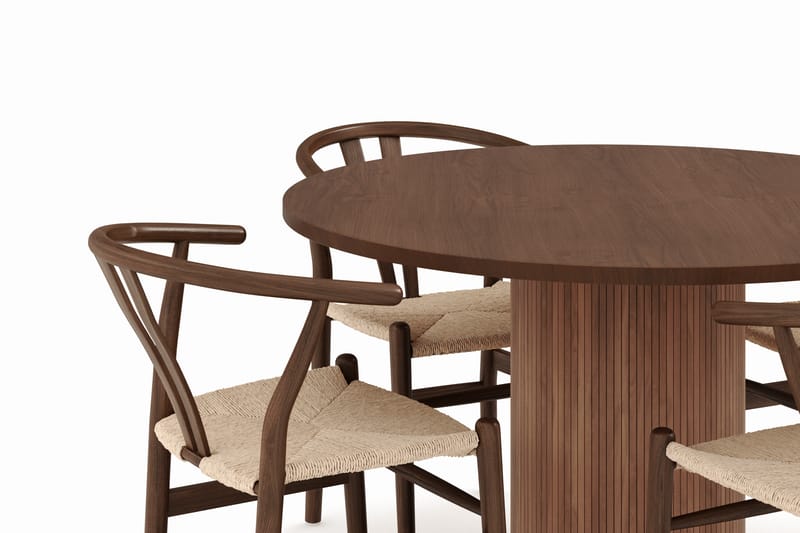 Noira Pyöreä Ruokaryhmä 120 cm Pyöreä pöytä 4 Dastoori Ruokatuolia - Ruskea - Huonekalut - Pöytä & ruokailuryhmä - Ruokailuryhmä