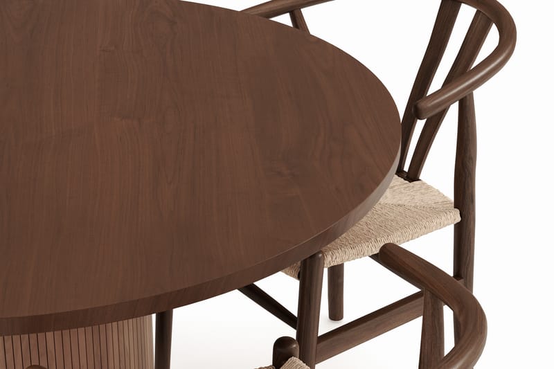 Noira Pyöreä Ruokaryhmä 120 cm Pyöreä pöytä 4 Dastoori Ruokatuolia - Ruskea - Huonekalut - Pöytä & ruokailuryhmä - Ruokailuryhmä