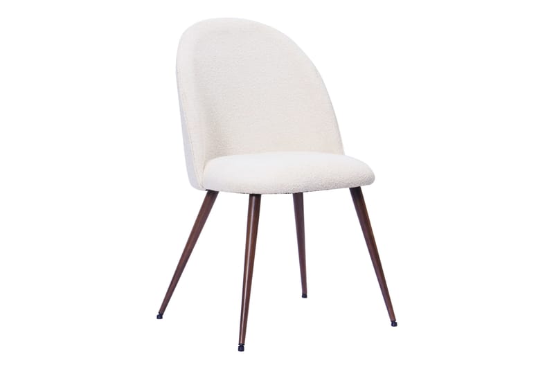 Noira Pieni Pyöreä Ruokapöytä Pähkinä 120 cm 4 Nibe Plus Ruokatuolia - Ruskea / Valkoinen Bouclé / Metallijalat Pähkinä - Huonekalut - Pöytä & ruokailuryhmä - Ruokailuryhmä