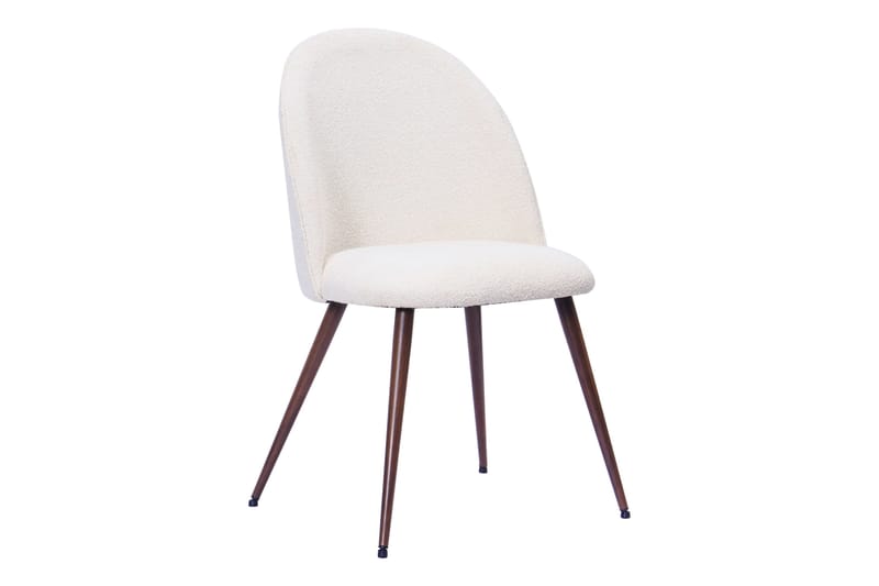 Noira Pieni Pyöreä Ruokapöytä Pähkinä 120 cm 4 Nibe Plus Ruokatuolia - Ruskea / Valkoinen Bouclé / Metallijalat Pähkinä - Huonekalut - Pöytä & ruokailuryhmä - Ruokailuryhmä