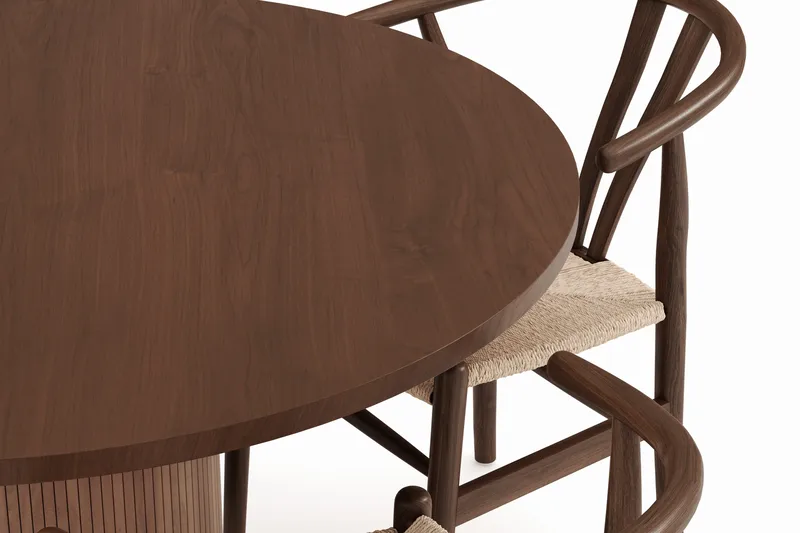 Noira Pyöreä Ruokaryhmä 120 cm Pyöreä pöytä 4 Dastoori Ruokatuolia - Ruskea - Huonekalut - Pöytä & ruokailuryhmä - Ruokailuryhmä