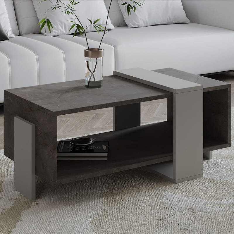 Norell sohvapöytä 90x40x49 cm - Gordion Marble ja Grey - Huonekalut - Pöytä & ruokailuryhmä - Sohvapöytä