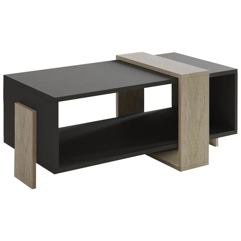 Norell sohvapöytä 90x40x49 cm - Travertiini ja antrasiitti - Huonekalut - Pöytä & ruokailuryhmä - Sohvapöytä