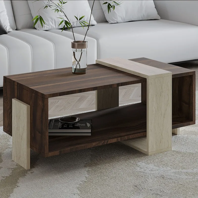 Norell sohvapöytä 90x40x49 cm - Travertine Walnut - Huonekalut - Pöytä & ruokailuryhmä - Sohvapöytä