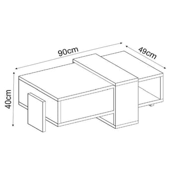 Norell sohvapöytä 90x40x49 cm - Valkoinen ja safiiritammi - Huonekalut - Pöytä & ruokailuryhmä - Sohvapöytä