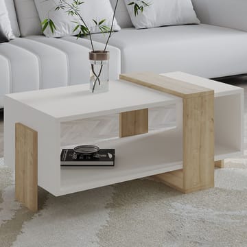 Norell sohvapöytä 90x40x49 cm - Valkoinen ja safiiritammi - Huonekalut - Pöytä & ruokailuryhmä - Sohvapöytä