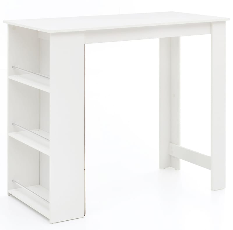 Norova-baaripöytä 120 cm, Valkoinen ja hopea