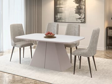 Novaj Jatkettava ruokapöytä 180-256 cm - beige, valkoinen - Huonekalut - Pöytä & ruokailuryhmä - Ruokapöydät & keittiön pöydät