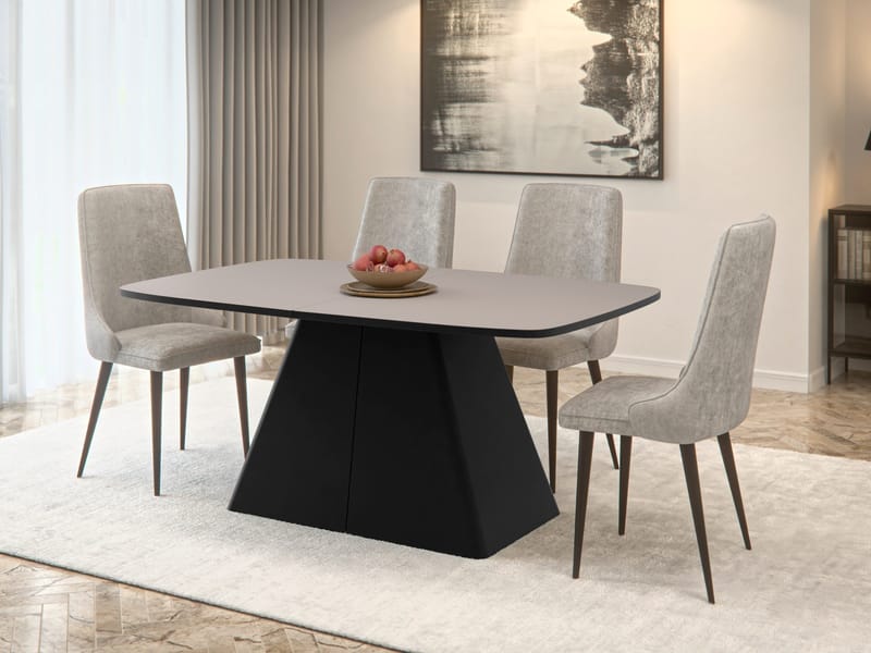 Novaj Jatkettava ruokapöytä 180-256 cm - musta, beige - Huonekalut - Pöytä & ruokailuryhmä - Ruokapöydät & keittiön pöydät