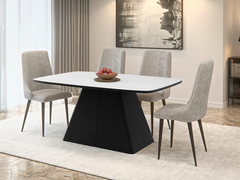 Novaj Jatkettava ruokapöytä 180-256 cm - musta, valkoinen - Huonekalut - Pöytä & ruokailuryhmä - Ruokapöydät & keittiön pöydät