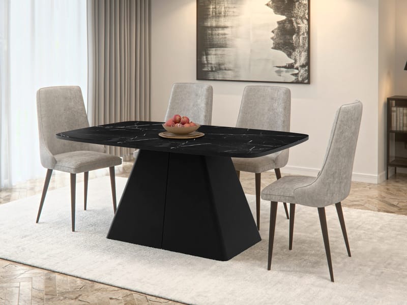 Novaj Jatkettava ruokapöytä 180-256 cm - Musta (marmori) - Huonekalut - Pöytä & ruokailuryhmä - Ruokapöydät & keittiön pöydät