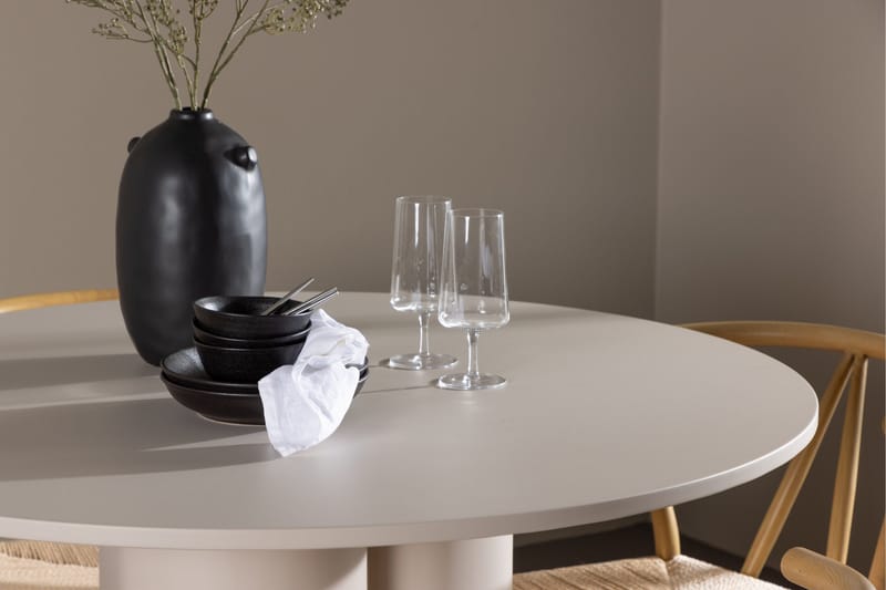 Olivia Ruokailuryhmä 110 cm Pyöreä jossa 4 Alfons tuolia - Beige/Beige - Huonekalut - Pöytä & ruokailuryhmä - Ruokailuryhmä
