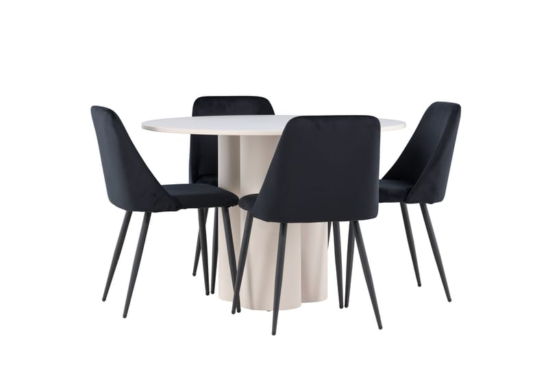 Olivia Ruokailuryhmä 110 cm Pyöreä jossa 4 Night tuolia - Beige/Musta - Huonekalut - Pöytä & ruokailuryhmä - Ruokailuryhmä