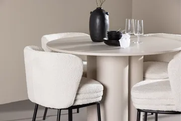 Olivia Ruokailuryhmä 110 cm Pyöreä jossa 4 Agnes tuolia - Beige/Valkoinen - Huonekalut - Pöytä & ruokailuryhmä - Ruokailuryhmä